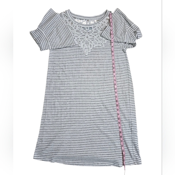 Soft Surroundings Womens Lace Yoke Stripe Tunic Dress Small Cotton Boho Classic - Picture 7 of 8